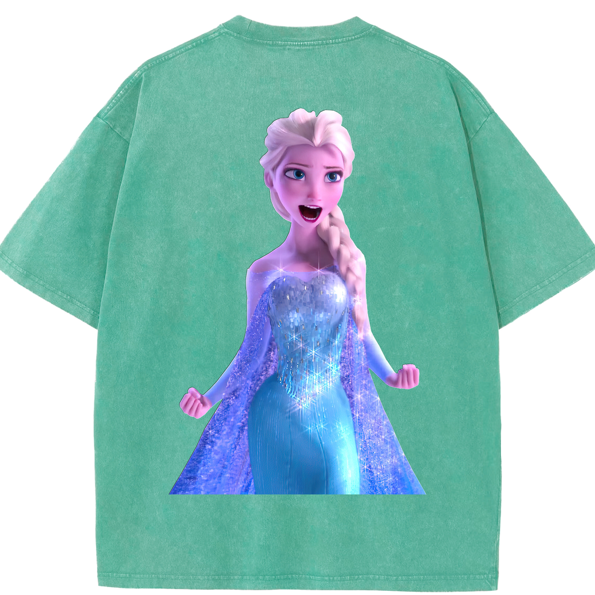 （画像用） アナと雪の女王 アンナ エルサ Frozen Anna Elsa 綿100% ヴィンテージ風 半袖Tシャツ（背面プリント）